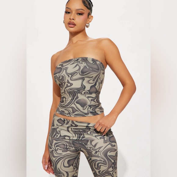 Fashion Nova Desert Vibe Pant Set In Taupe/Combo-Sz.Medium NEW🤎💚 - Picture 3 of 5